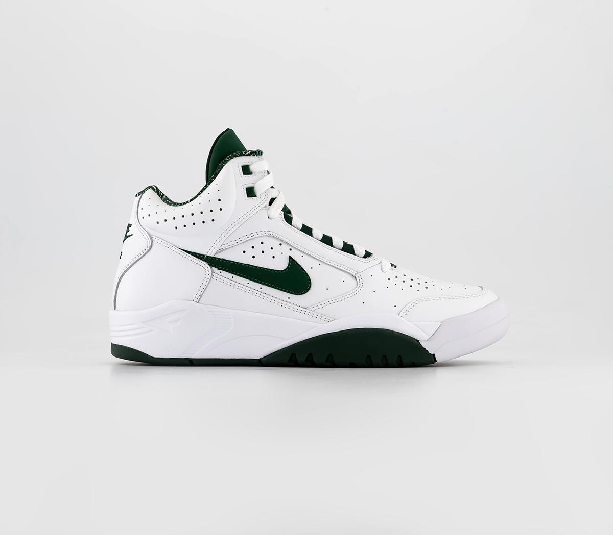 Air Flight Lite Mid Trainers White Gorge Green