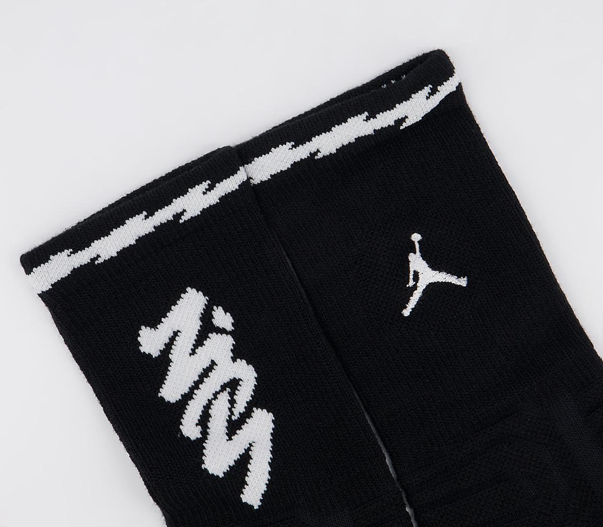 Jordan Zion Flight Crew Socks Black White - Clothing & Accessories