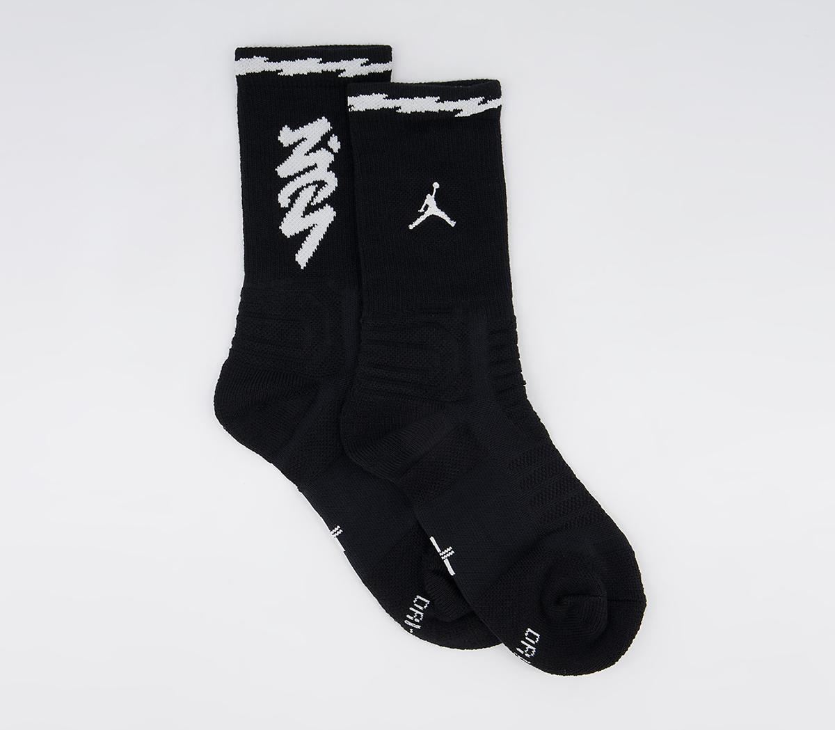 Jordan Zion Flight Crew Socks Black White - Clothing & Accessories