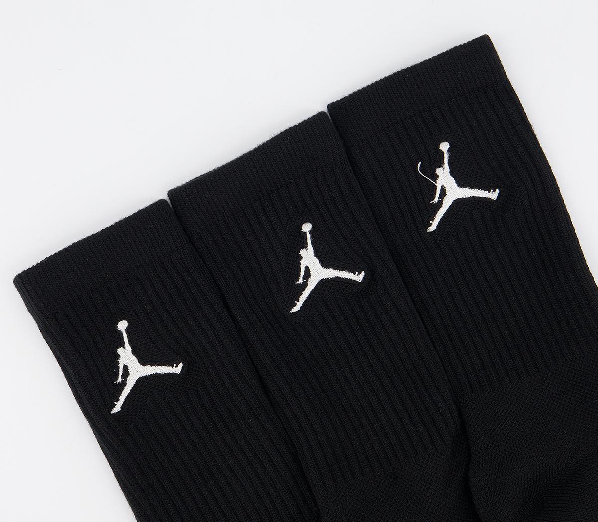 Jordan Jordan Crew Socks 3 Pack Black White - Clothing & Accessories