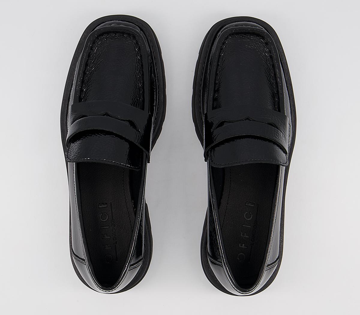 Office Fetching Square Toe Chunky Loafers Office Fetching Square Toe Chunky Loafers Black Patent Leather
