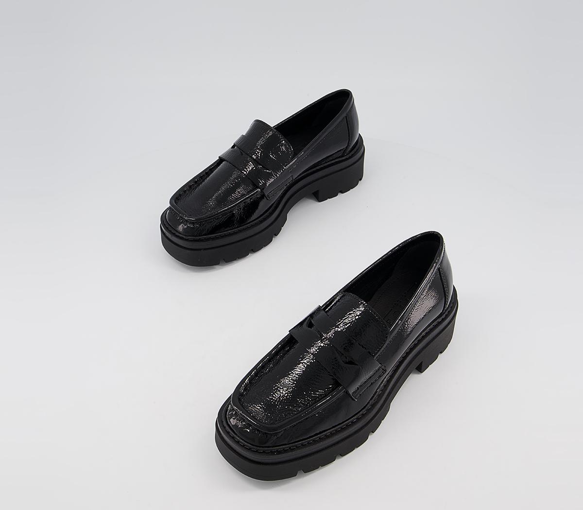 Office Fetching Square Toe Chunky Loafers Office Fetching Square Toe Chunky Loafers Black Patent Leather