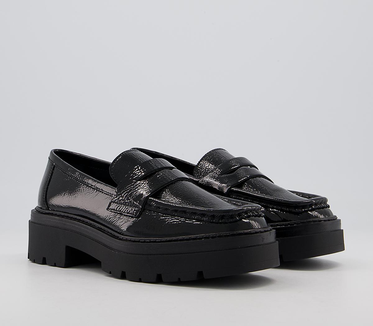 Office Fetching Square Toe Chunky Loafers Office Fetching Square Toe Chunky Loafers Black Patent Leather
