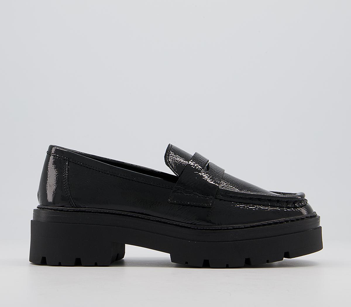 Office Fetching Square Toe Chunky Loafers Office Fetching Square Toe Chunky Loafers Black Patent Leather
