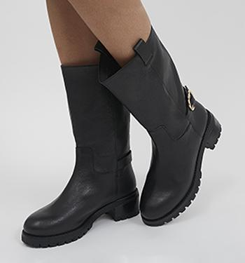 OFFICE Kingsland Calf Boots Black Tumbled Leather