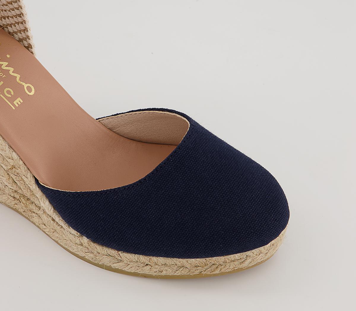 Gaimo for OFFICEAnkle Tie Espadrille WedgesNavy Canvas