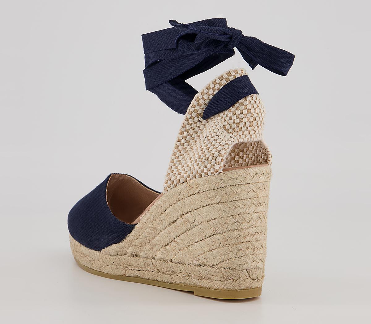 Gaimo for OFFICEAnkle Tie Espadrille WedgesNavy Canvas