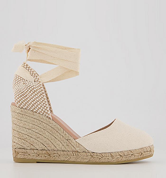 Gaimo for OFFICE Ankle Tie Espadrille Wedges Natural