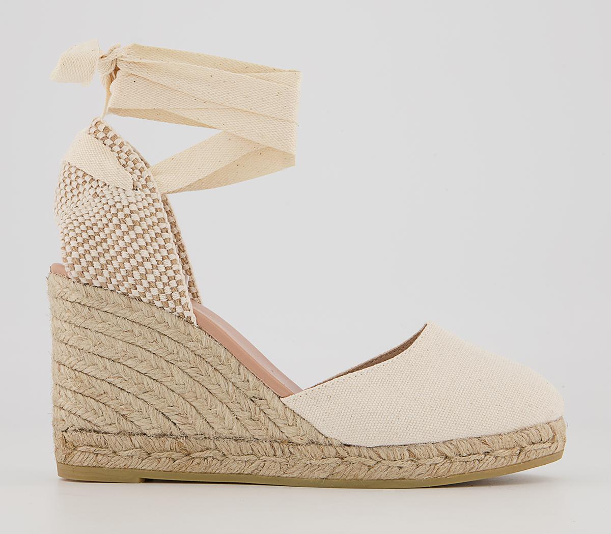 Ankle Tie Espadrille Wedges Natural