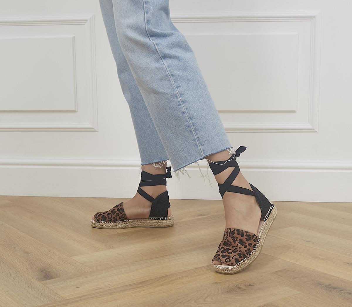 Gaimo for OFFICE Verbena Ankle Espadrilles Leopard Black - Women's Shoes