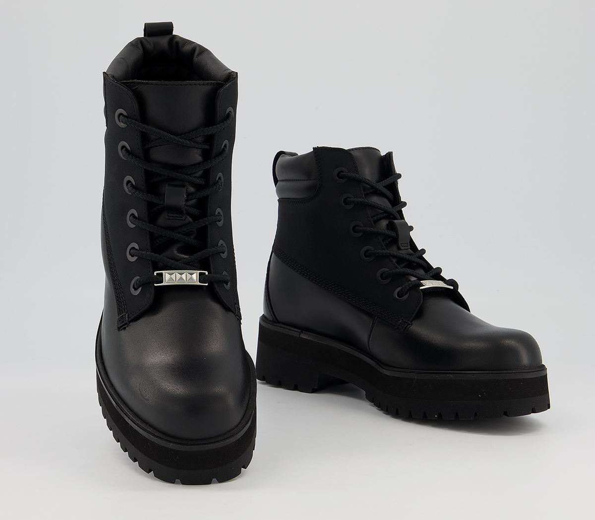 Timberland 6 Inch Stack Boots Black - Women's Ankle Boots