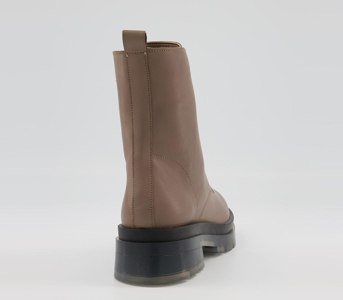 OFFICEAnimate Clear Sole Lace Up BootsTaupe Leather