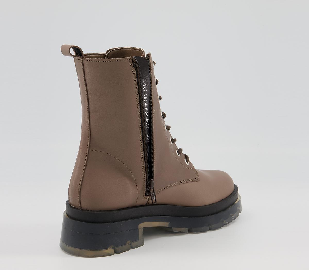 OFFICEAnimate Clear Sole Lace Up BootsTaupe Leather