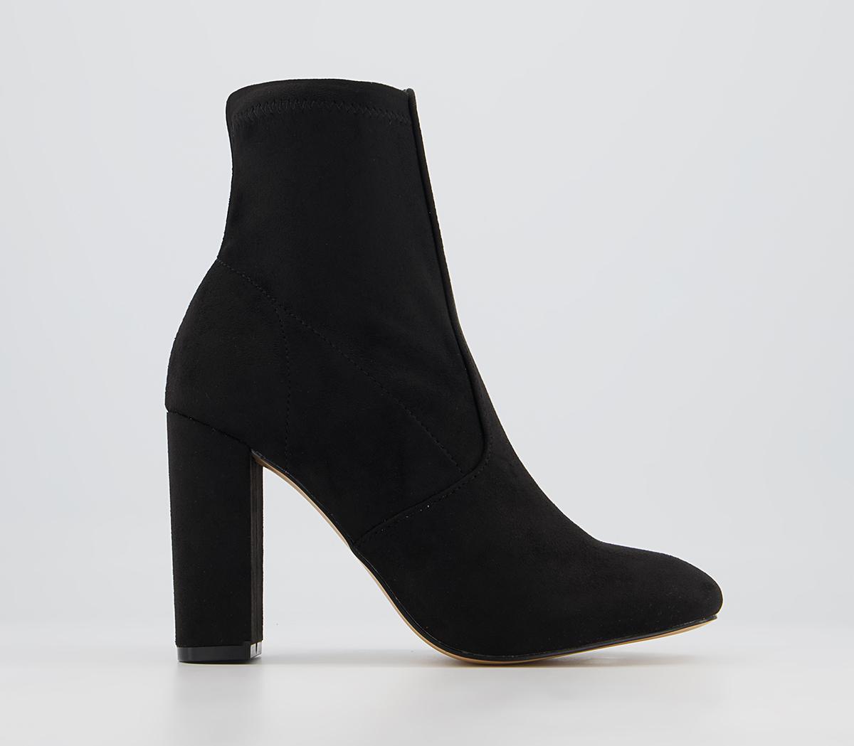 OFFICE Alberta High Round Toe Block Heel Ankle Boots Black - Women's