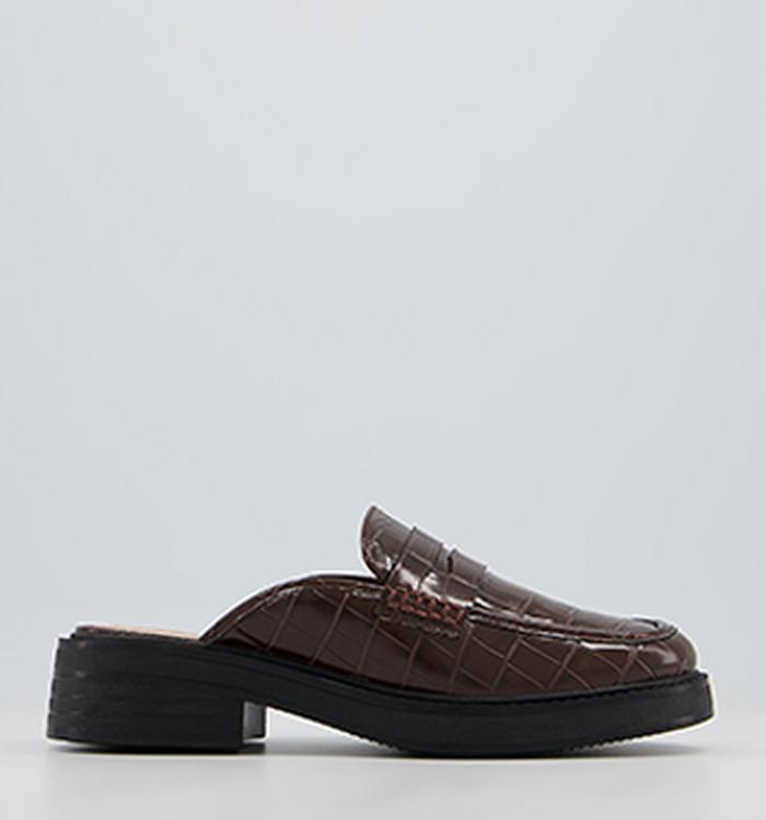Office Formed Loafer Mules Chocolate Croc