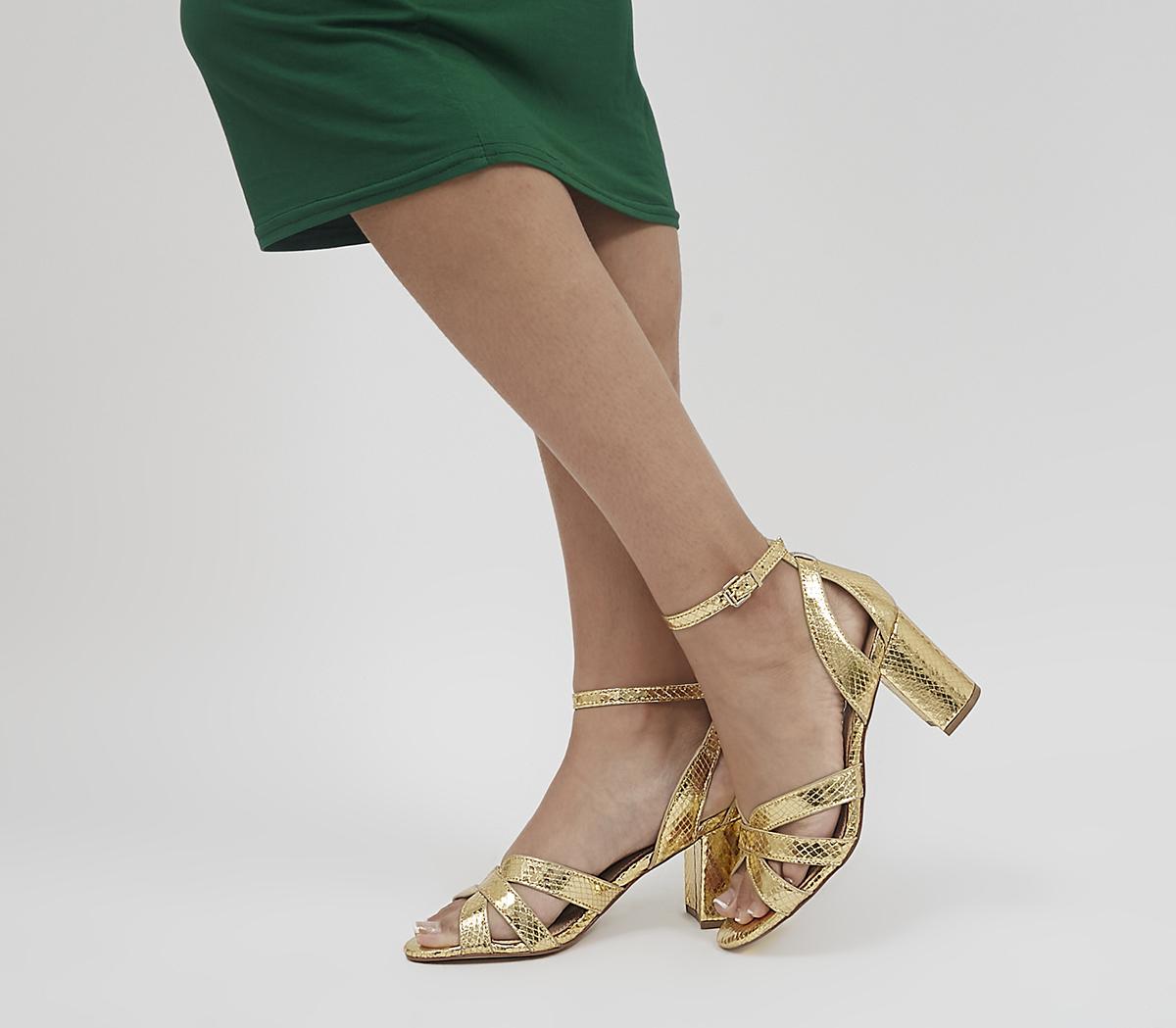 Capone Block Heel Women Gold Shoes