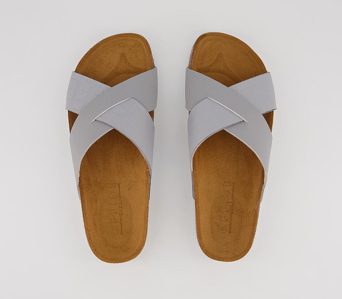Office Scorching Cross Strap Footbed Flat Sandals Office Scorching Cross Strap Footbed Flat Sandals Grey Nubuck Croc