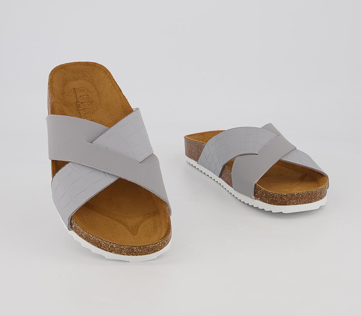 Office Scorching Cross Strap Footbed Flat Sandals Office Scorching Cross Strap Footbed Flat Sandals Grey Nubuck Croc