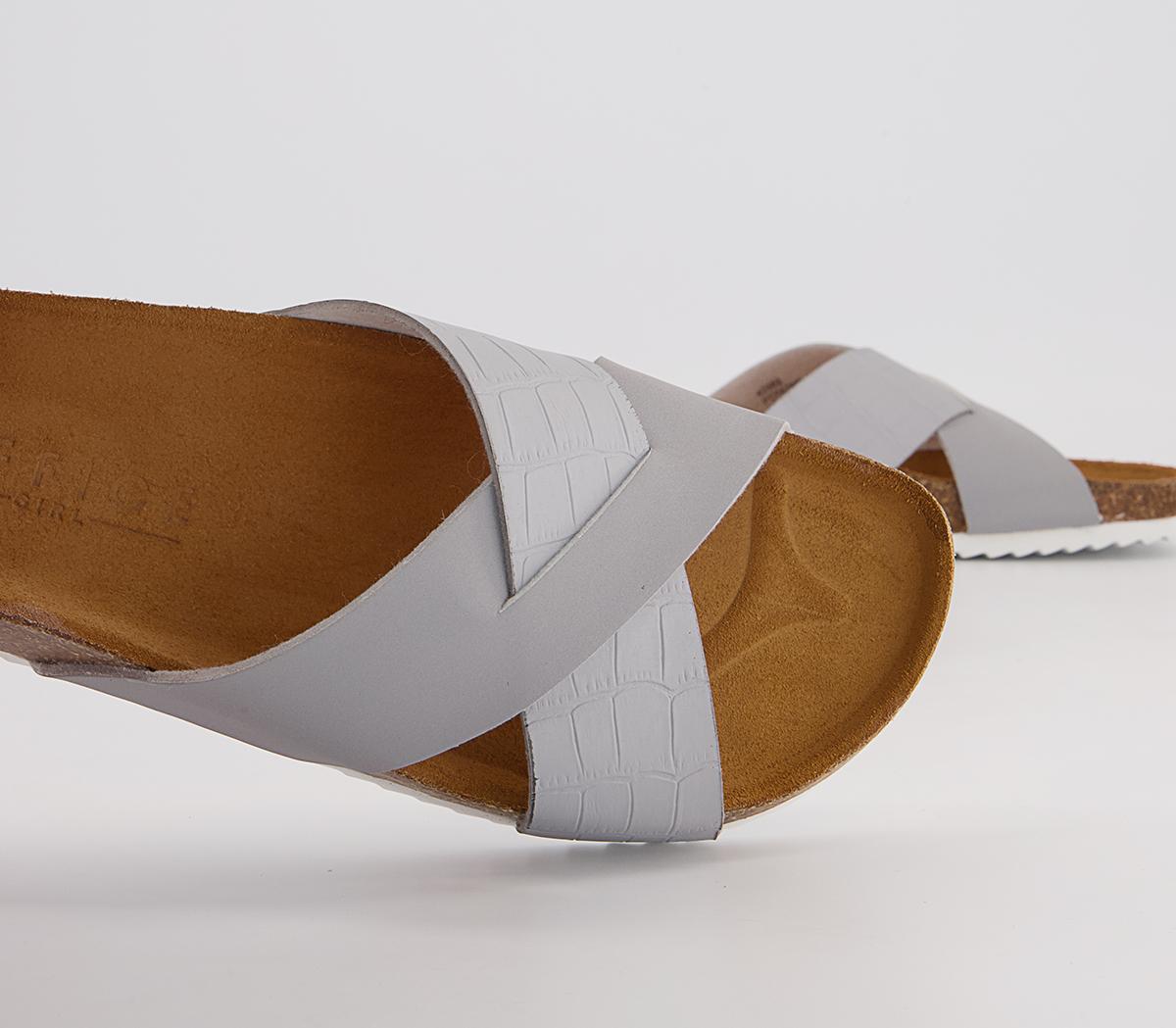 Office Scorching Cross Strap Footbed Flat Sandals Office Scorching Cross Strap Footbed Flat Sandals Grey Nubuck Croc