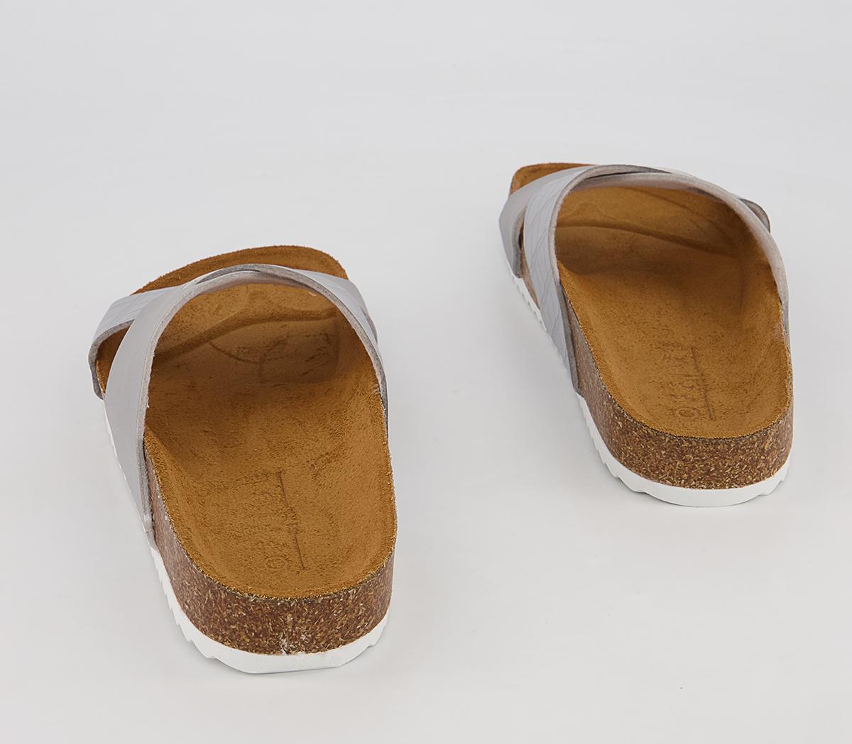 Office Scorching Cross Strap Footbed Flat Sandals Office Scorching Cross Strap Footbed Flat Sandals Grey Nubuck Croc