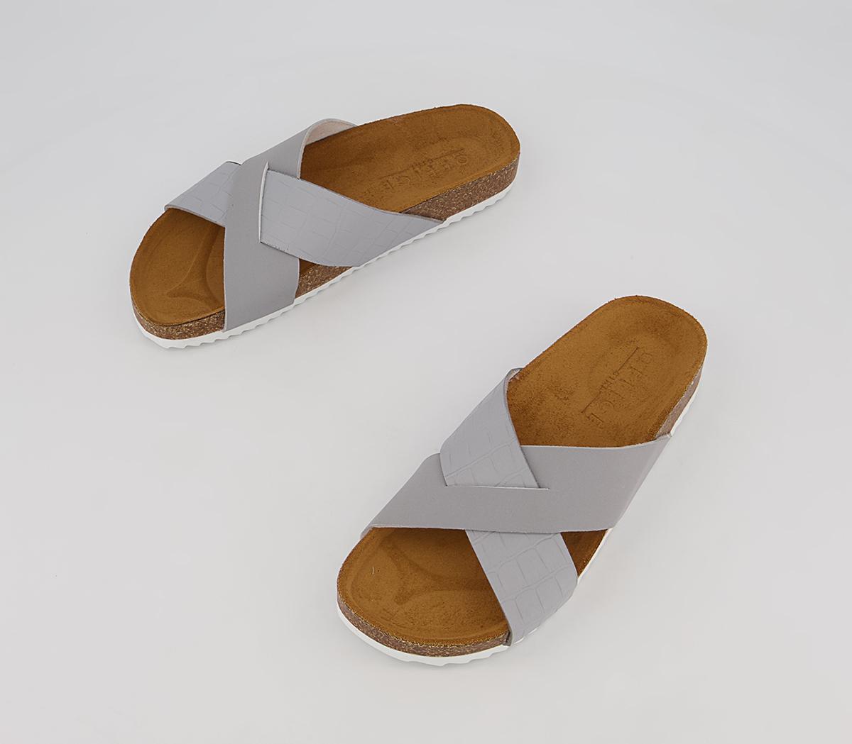 Office Scorching Cross Strap Footbed Flat Sandals Office Scorching Cross Strap Footbed Flat Sandals Grey Nubuck Croc