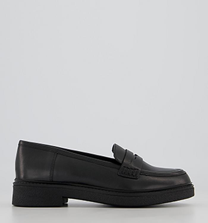 Office Filter Smooth Sole Loafers Black Leather