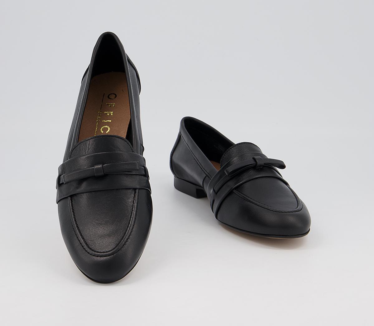 Office Fine Line Bow Loafers Office Fine Line Bow Loafers Black Leather