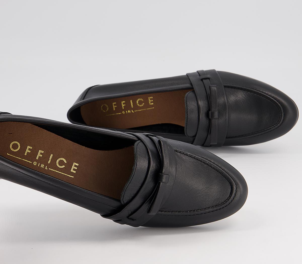 Office Fine Line Bow Loafers Office Fine Line Bow Loafers Black Leather