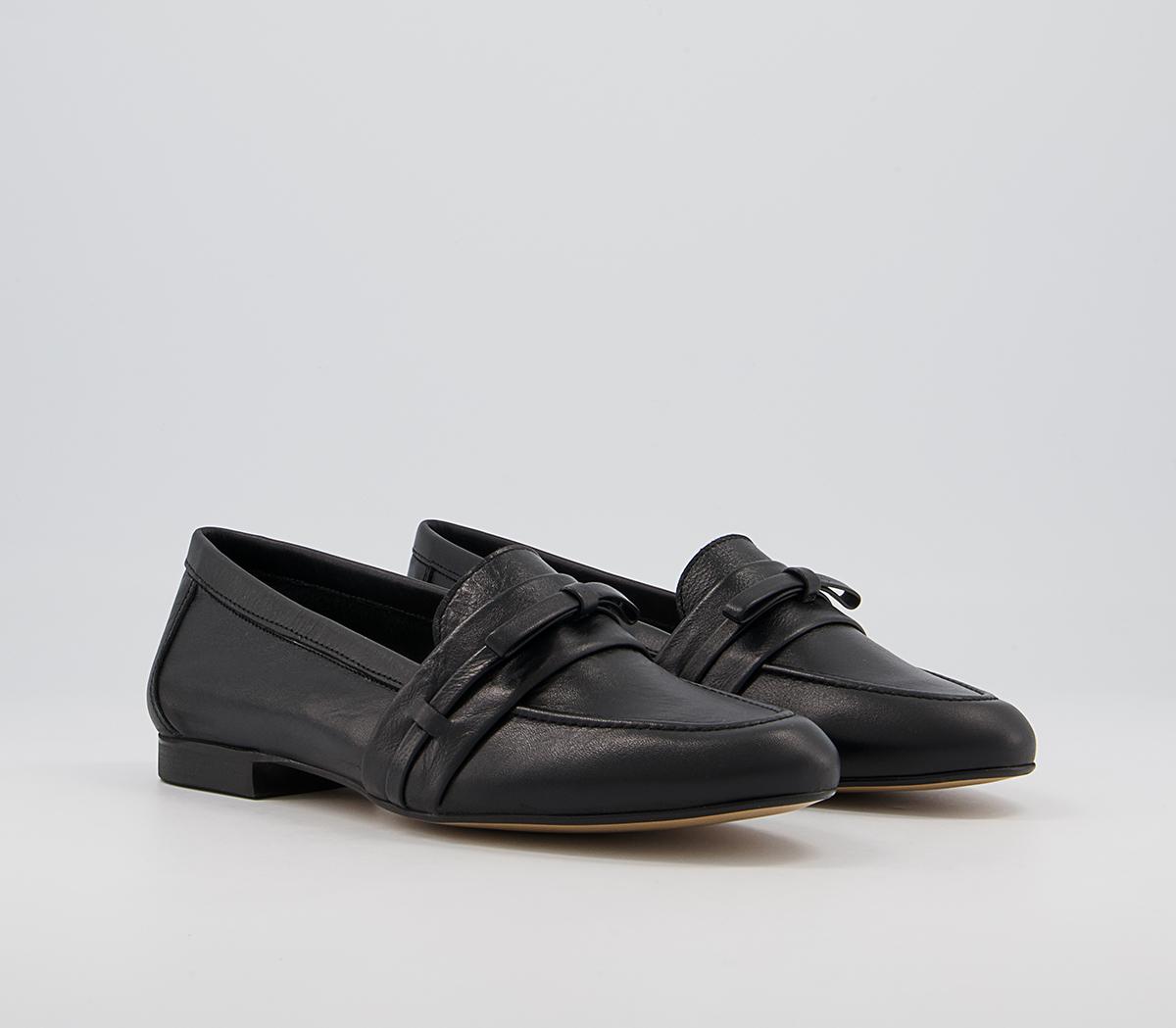 Office Fine Line Bow Loafers Office Fine Line Bow Loafers Black Leather