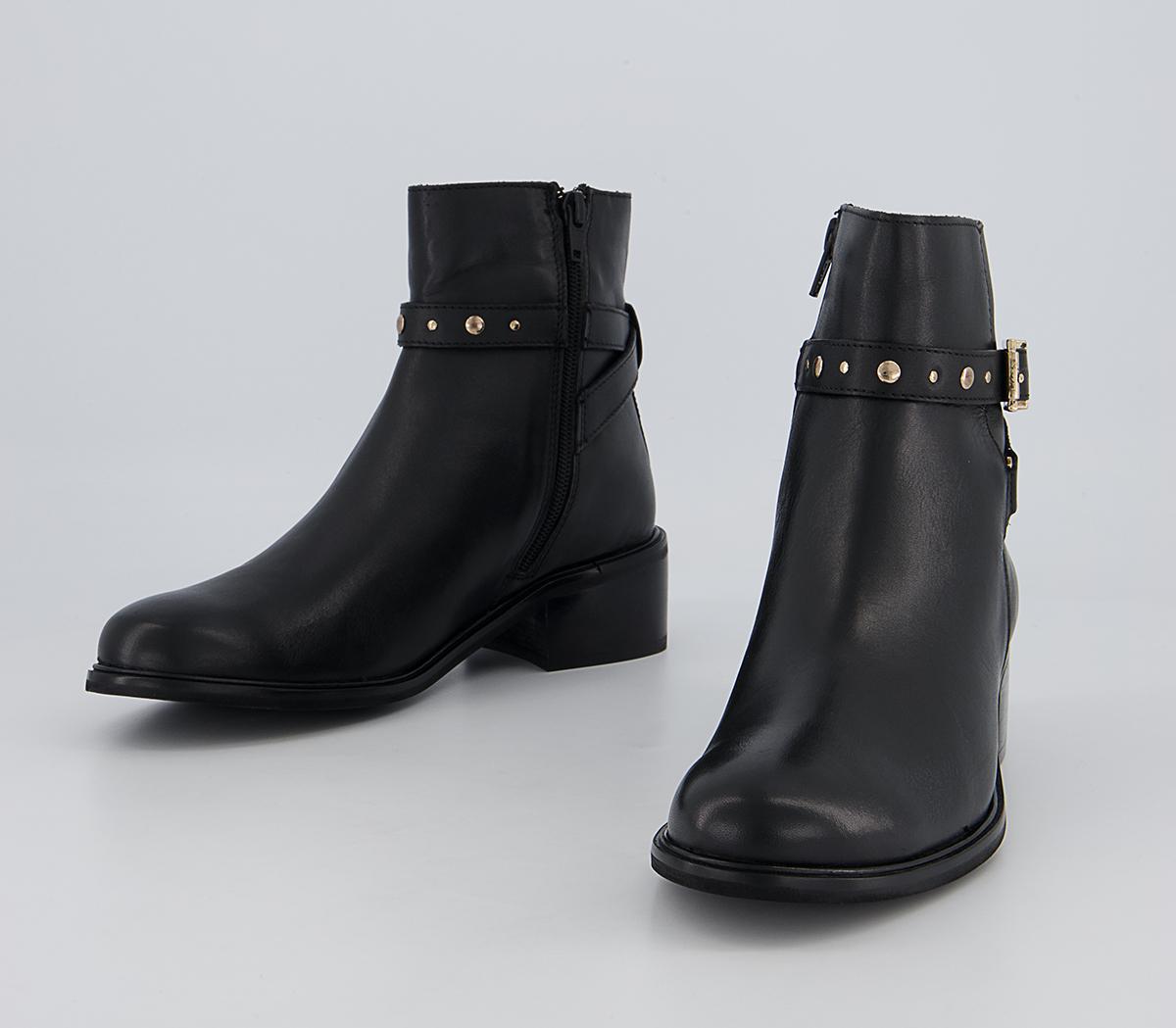 Office Abberley Studded Jodpur ZIp-Up Ankle Boots Office Abberley Studded Jodpur ZIp-Up Ankle Boots Black Leather