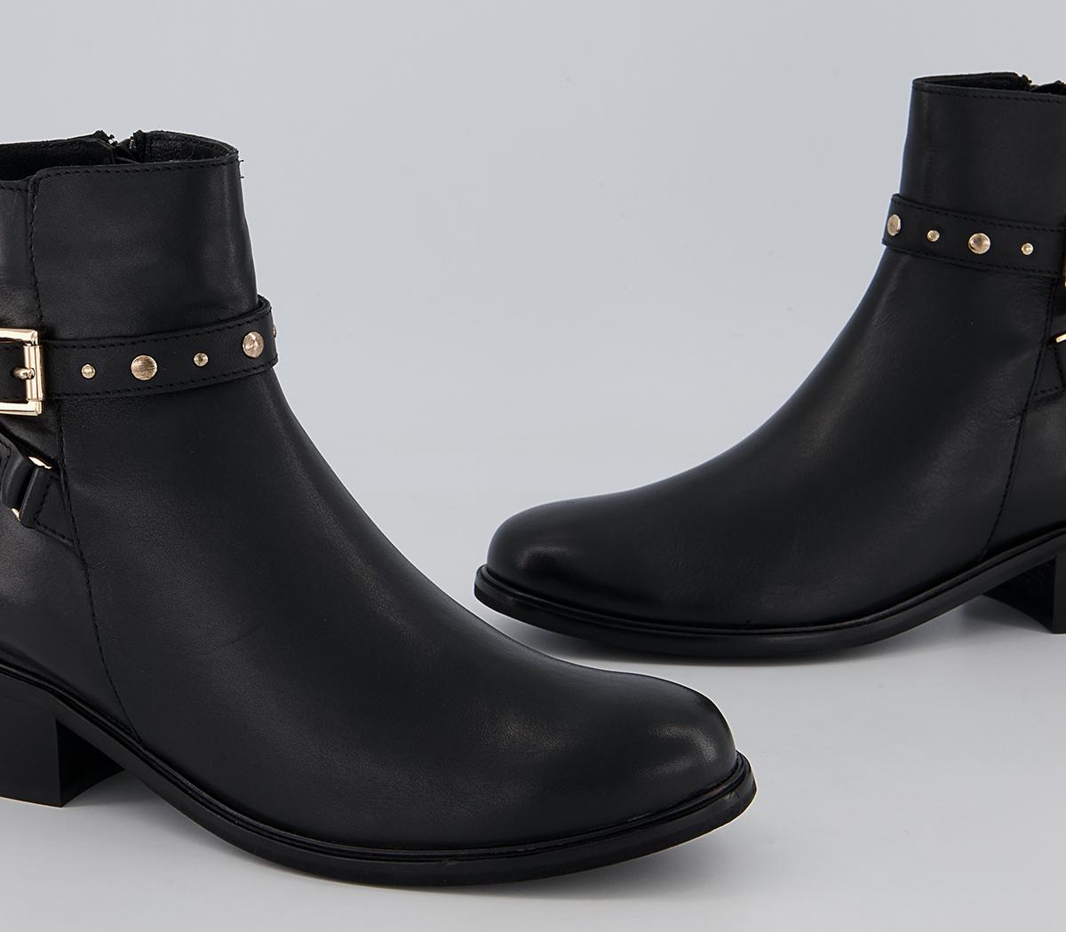 Office Abberley Studded Jodpur ZIp-Up Ankle Boots Office Abberley Studded Jodpur ZIp-Up Ankle Boots Black Leather