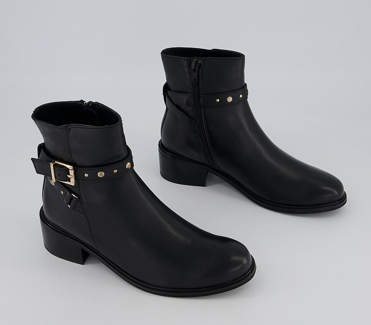Office Abberley Studded Jodpur ZIp-Up Ankle Boots Office Abberley Studded Jodpur ZIp-Up Ankle Boots Black Leather