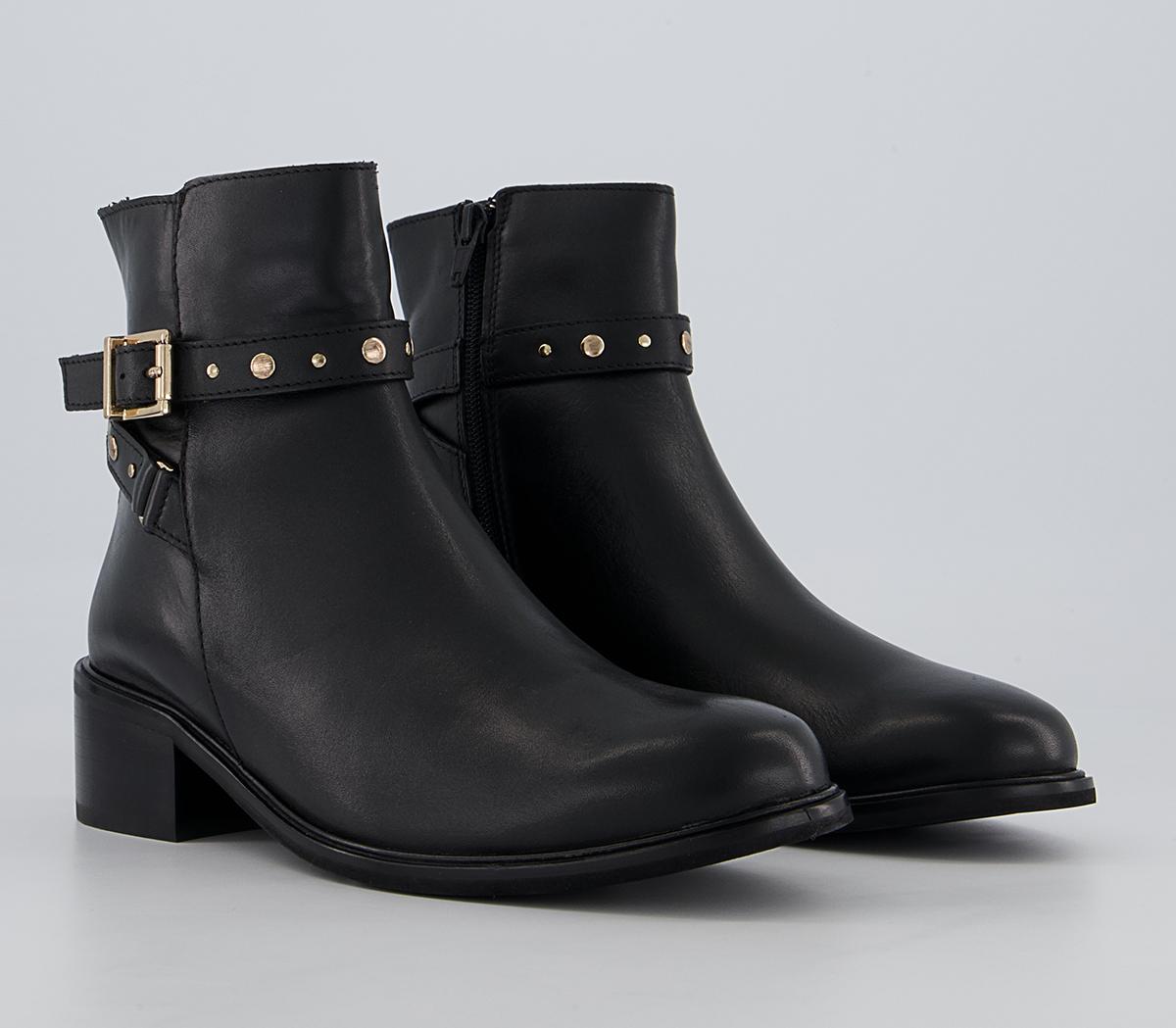 Office Abberley Studded Jodpur ZIp-Up Ankle Boots Office Abberley Studded Jodpur ZIp-Up Ankle Boots Black Leather