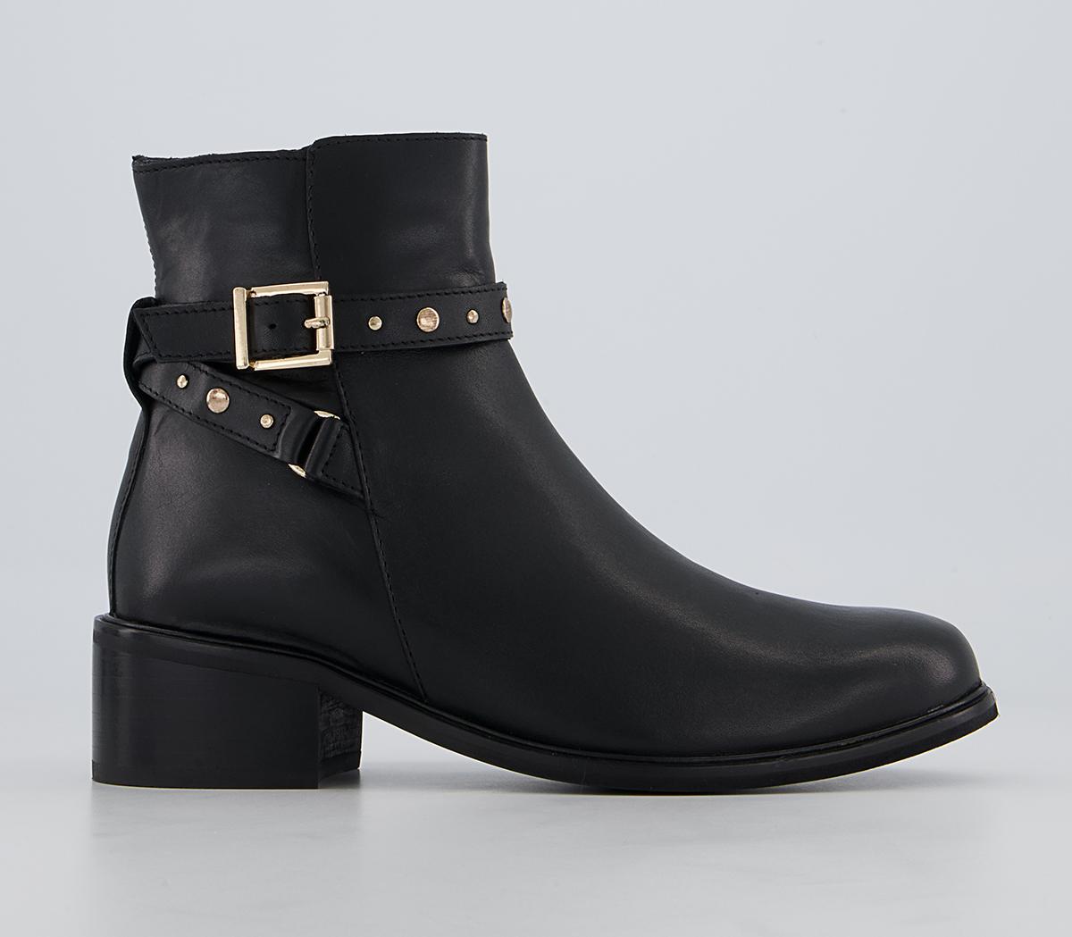 Office Abberley Studded Jodpur ZIp-Up Ankle Boots Office Abberley Studded Jodpur ZIp-Up Ankle Boots Black Leather