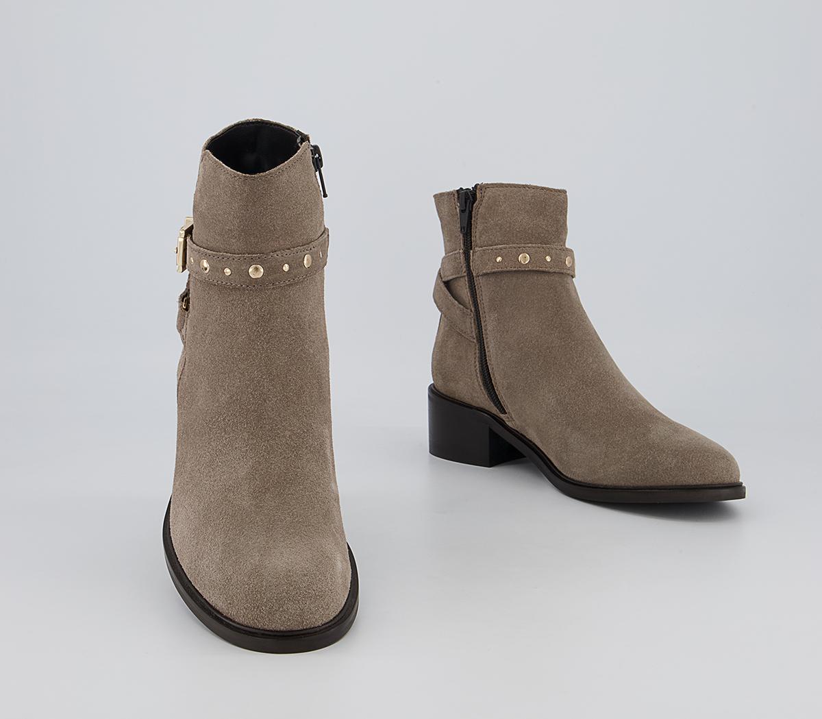 Office Abberley Studded Jodpur Block Heeled Ankle Boots Office Abberley Studded Jodpur Block Heeled Ankle Boots Taupe Suede