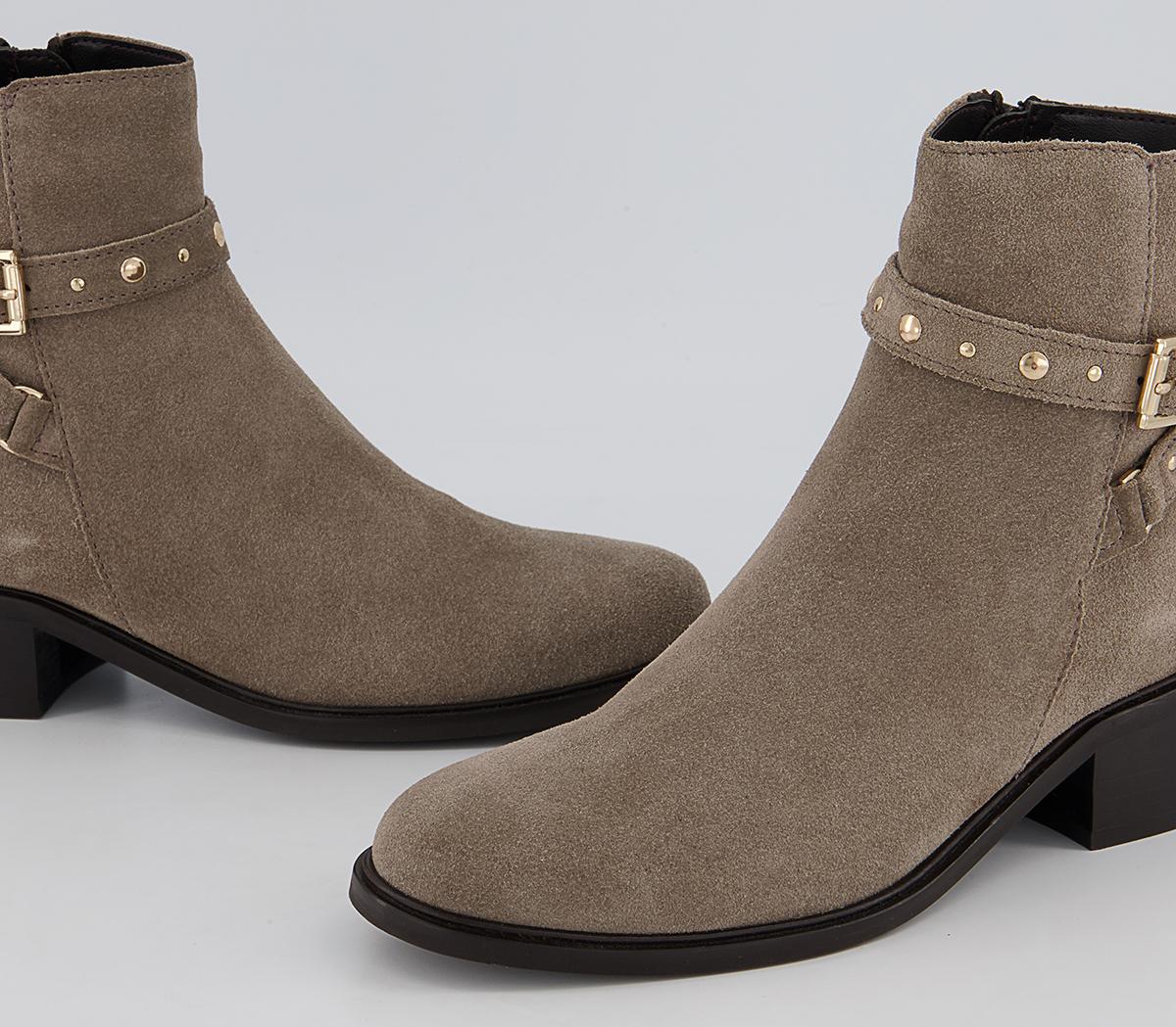 Office Abberley Studded Jodpur Block Heeled Ankle Boots Office Abberley Studded Jodpur Block Heeled Ankle Boots Taupe Suede