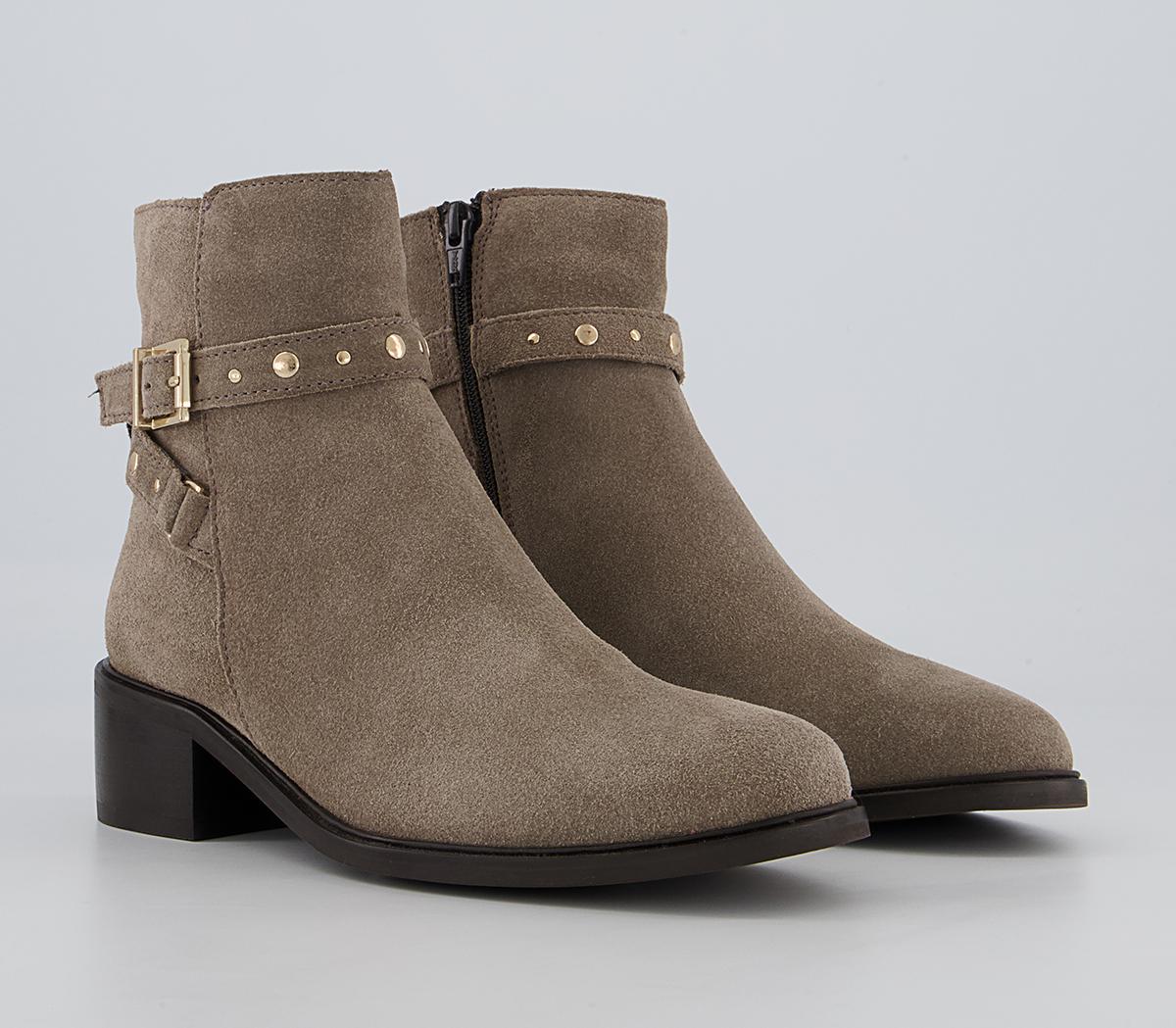 Office Abberley Studded Jodpur Block Heeled Ankle Boots Office Abberley Studded Jodpur Block Heeled Ankle Boots Taupe Suede