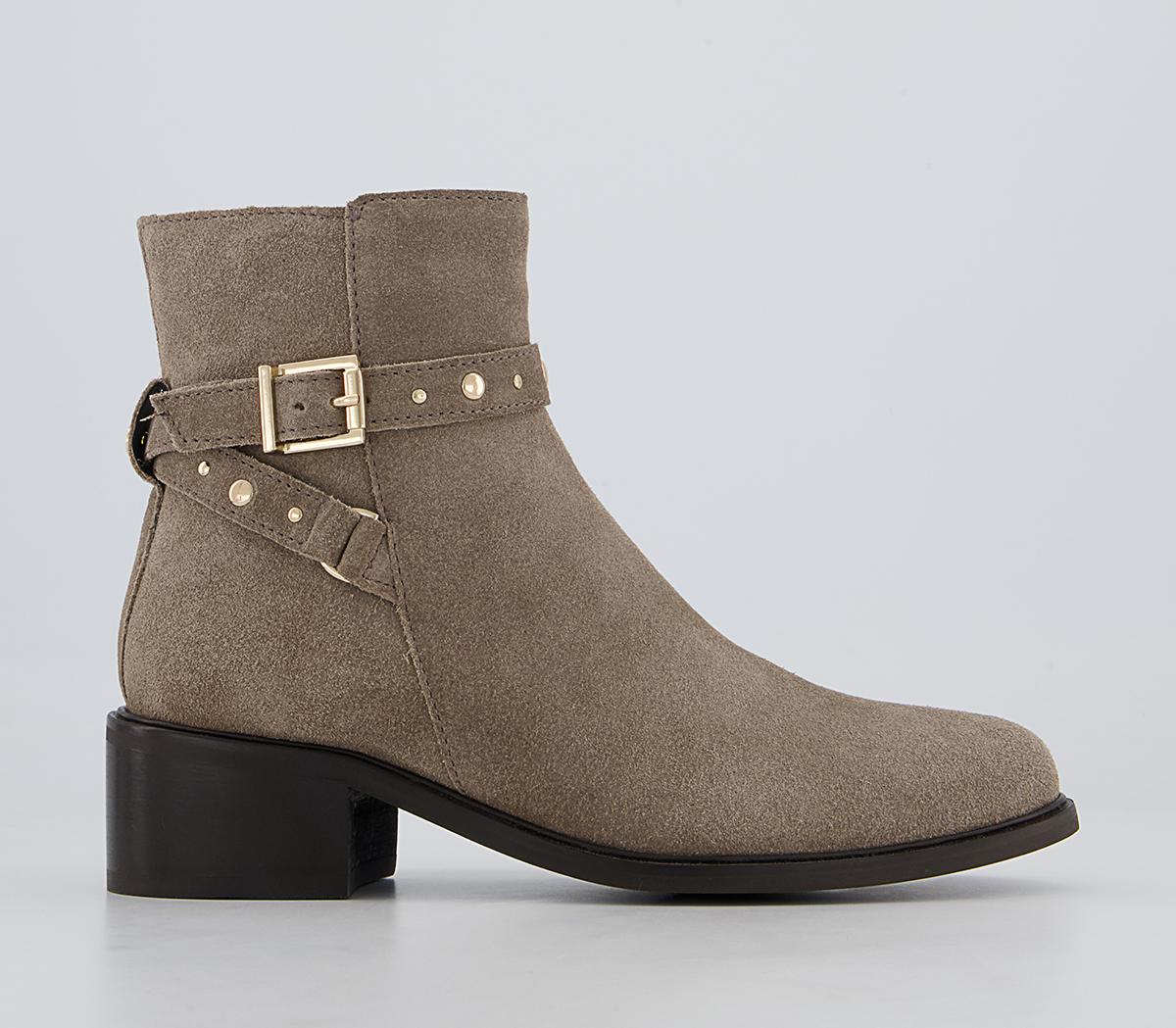 Office Abberley Studded Jodpur Block Heeled Ankle Boots Office Abberley Studded Jodpur Block Heeled Ankle Boots Taupe Suede