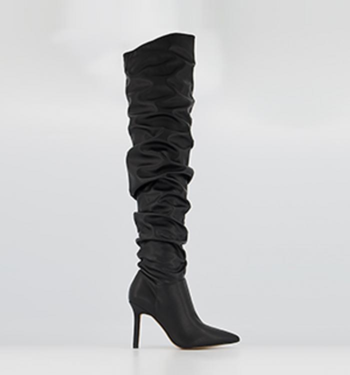 Office Kunshan Ruched Over The Knee Boots Black