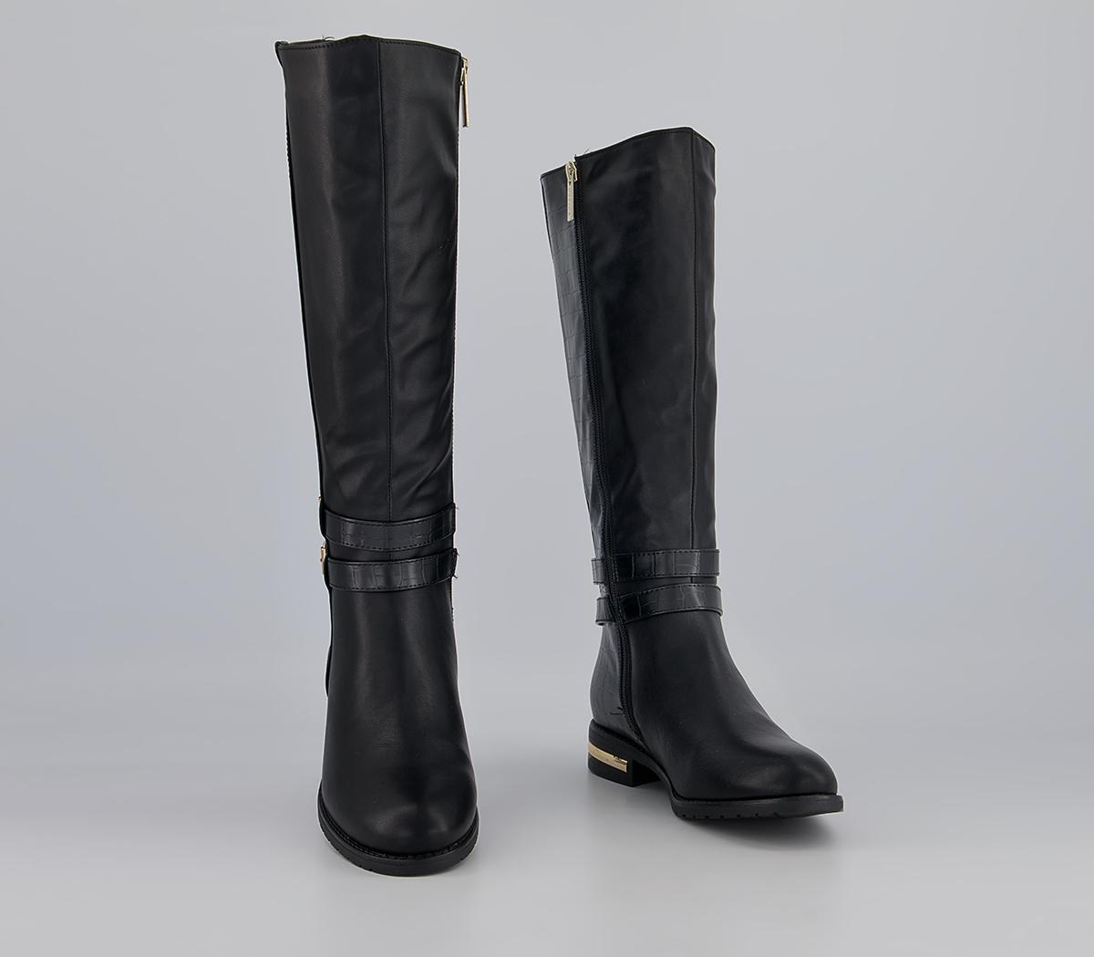 Office Karachi Zip-Up Smart Rider Knee High Boots Office Karachi Zip-Up Smart Rider Knee High Boots Black Croc Mix