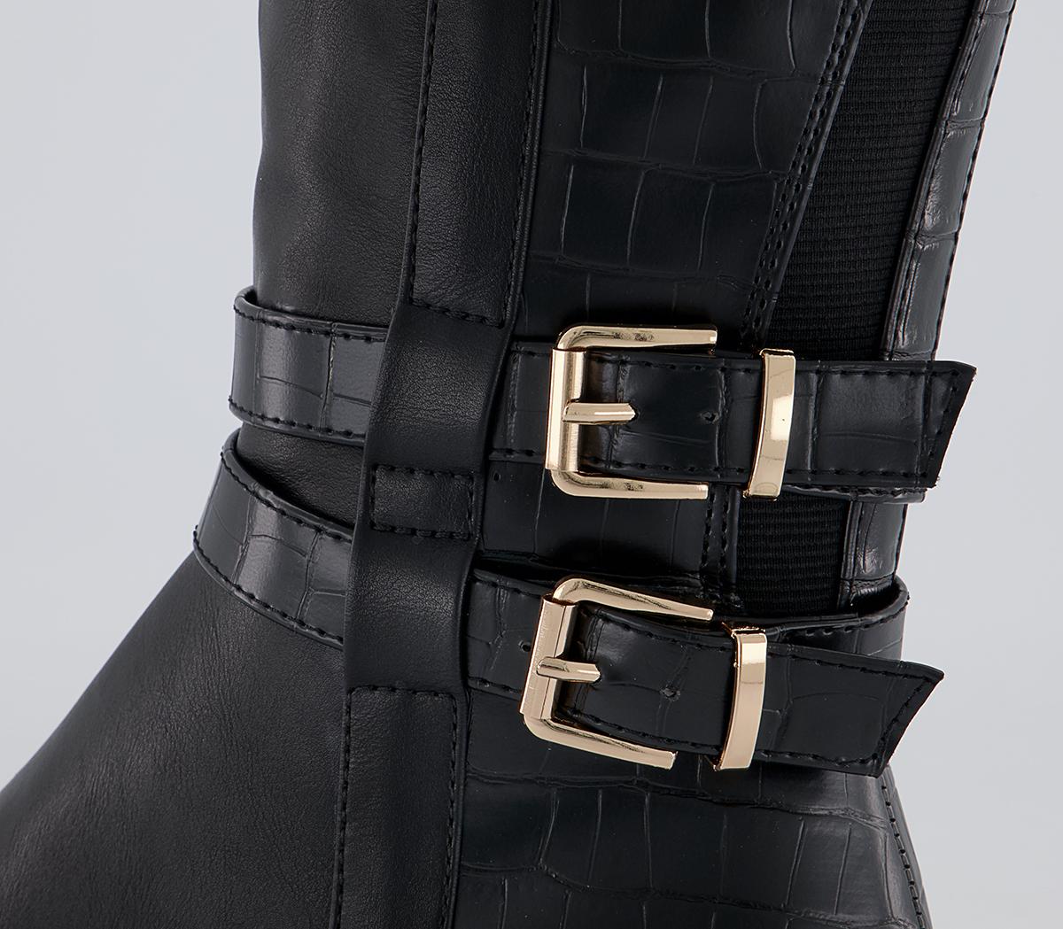 Office Karachi Zip-Up Smart Rider Knee High Boots Office Karachi Zip-Up Smart Rider Knee High Boots Black Croc Mix