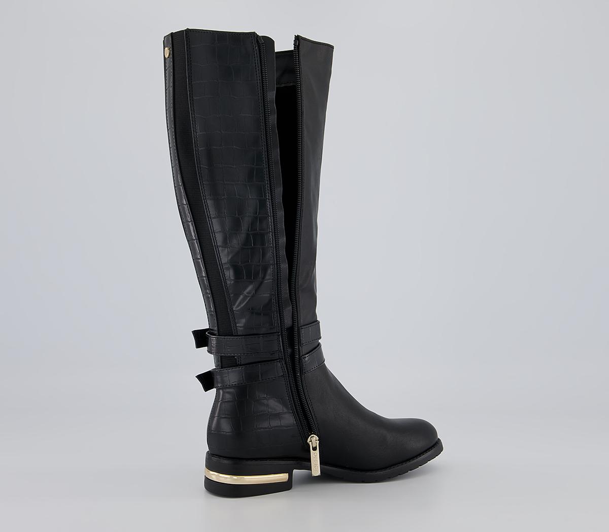 Office Karachi Zip-Up Smart Rider Knee High Boots Office Karachi Zip-Up Smart Rider Knee High Boots Black Croc Mix