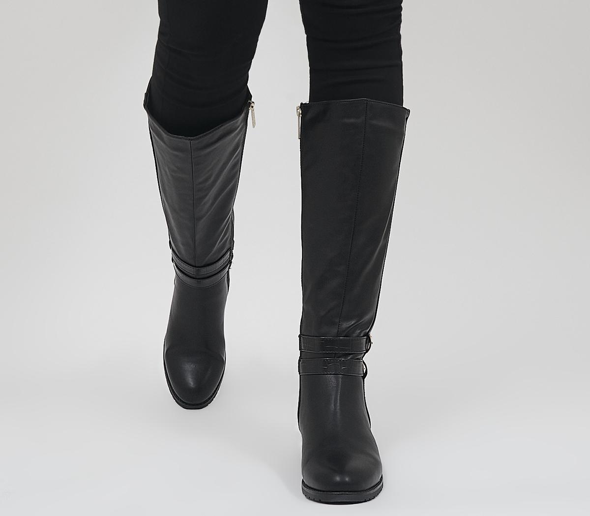 Office Karachi Zip-Up Smart Rider Knee High Boots Office Karachi Zip-Up Smart Rider Knee High Boots Black Croc Mix