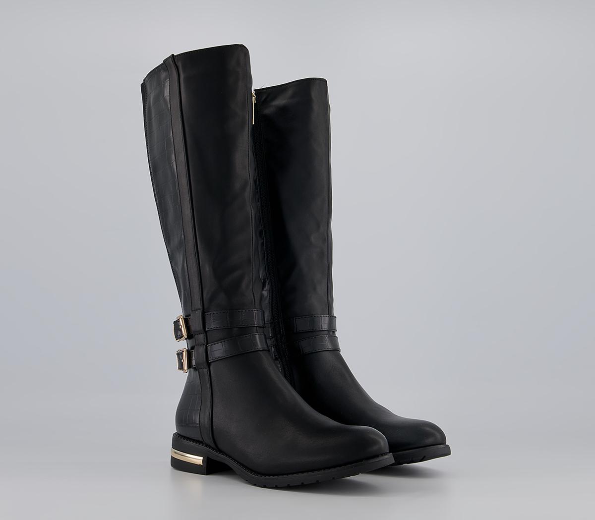 Office Karachi Zip-Up Smart Rider Knee High Boots Office Karachi Zip-Up Smart Rider Knee High Boots Black Croc Mix