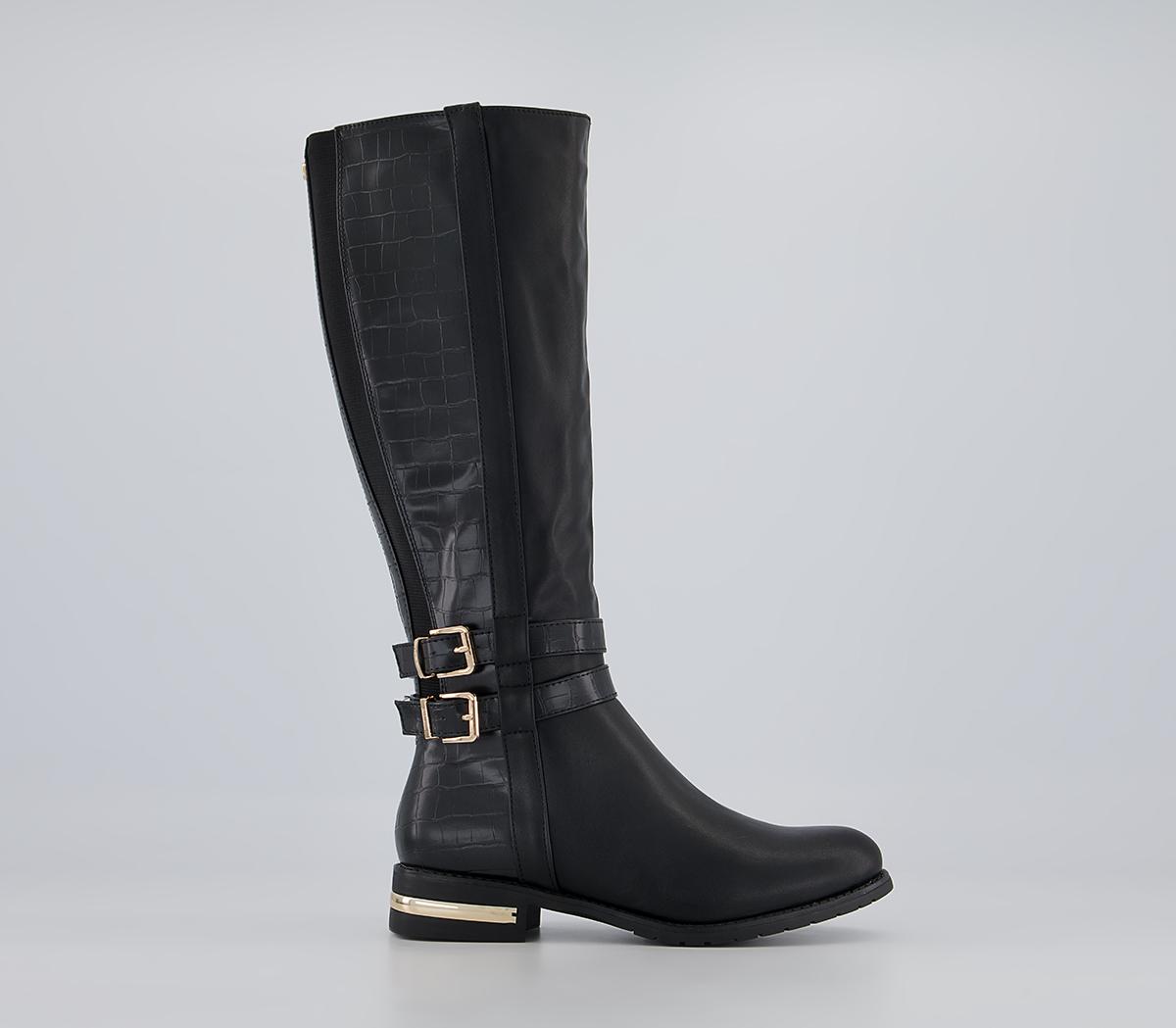 Office Karachi Zip-Up Smart Rider Knee High Boots Office Karachi Zip-Up Smart Rider Knee High Boots Black Croc Mix
