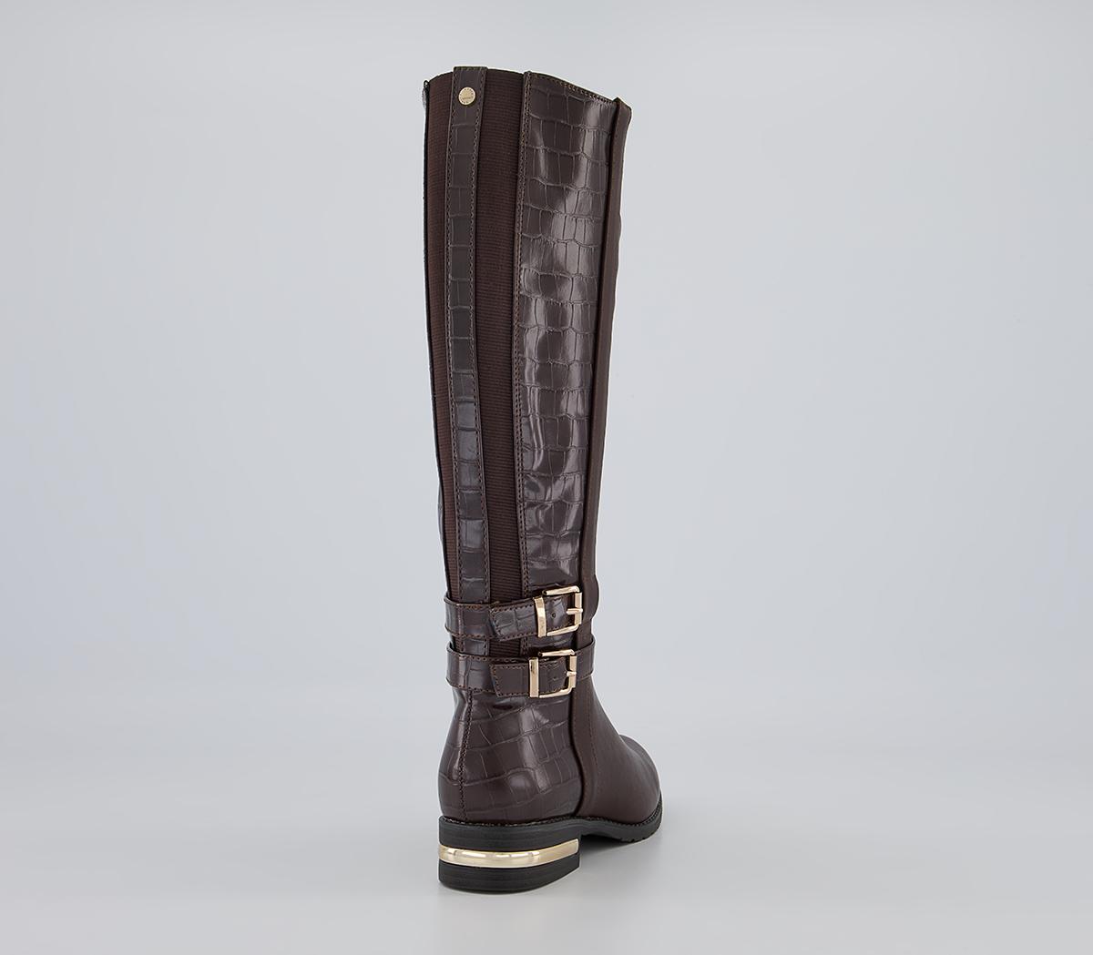 Office Karachi Zip-Up Smart Rider Knee High Boots Office Karachi Zip-Up Smart Rider Knee High Boots Chocolate Croc