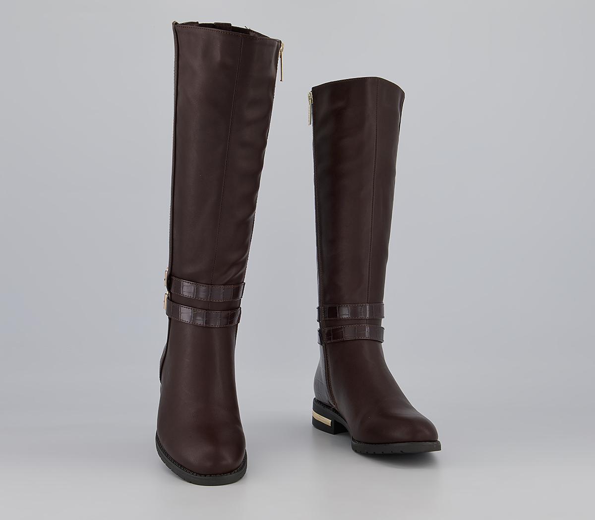 Office Karachi Zip-Up Smart Rider Knee High Boots Office Karachi Zip-Up Smart Rider Knee High Boots Chocolate Croc