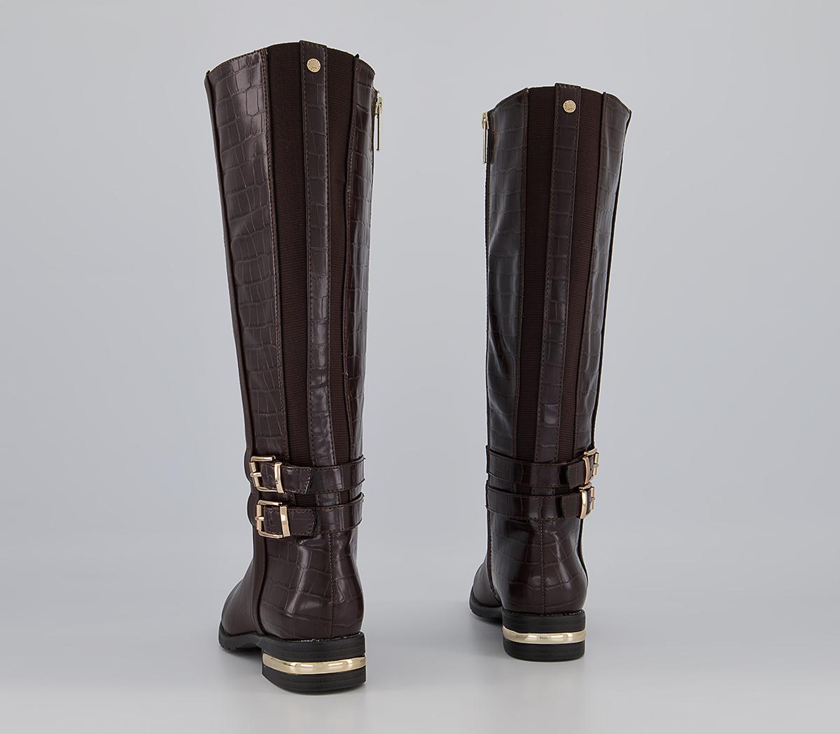 Office Karachi Zip-Up Smart Rider Knee High Boots Office Karachi Zip-Up Smart Rider Knee High Boots Chocolate Croc