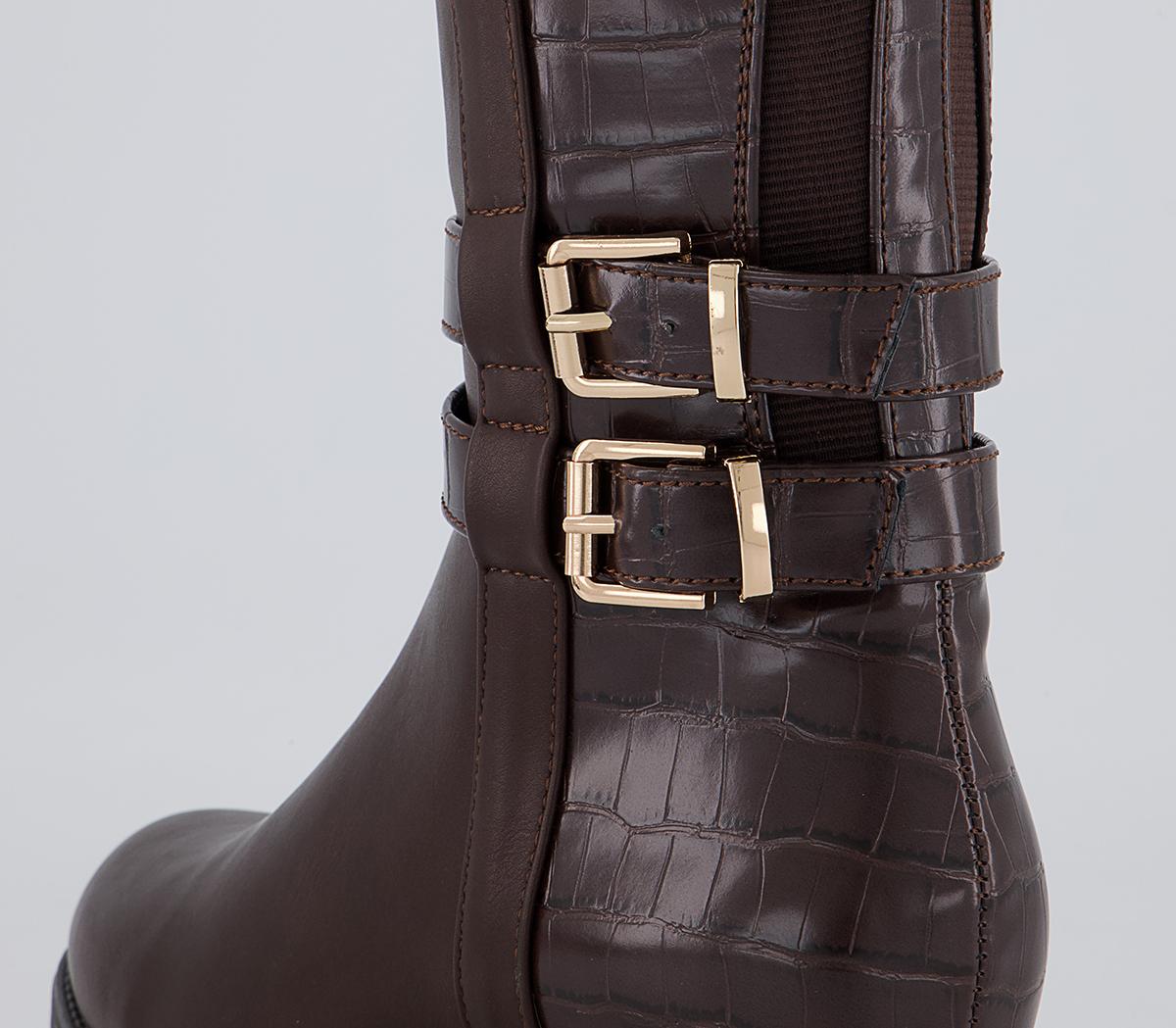 Office Karachi Zip-Up Smart Rider Knee High Boots Office Karachi Zip-Up Smart Rider Knee High Boots Chocolate Croc