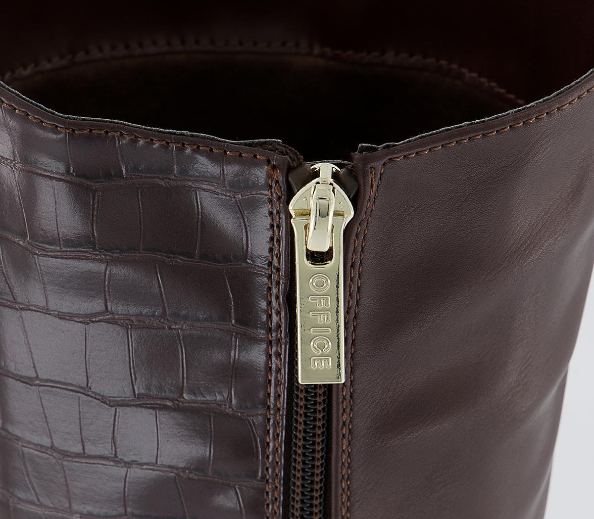 Office Karachi Zip-Up Smart Rider Knee High Boots Office Karachi Zip-Up Smart Rider Knee High Boots Chocolate Croc